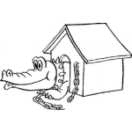 Dibujo para colorear Dibujo De Un Cocodrilo En Casa De Perro Para Pintar Y Colorear