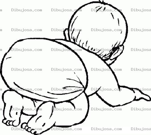 Dibujo para colorear Dibujo De Bebe En Panales Gateando Para Pintar Y Colorear