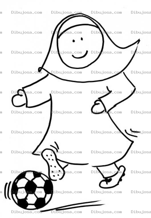 Dibujo para colorear Dibujo De Monja Jugando Futbol Para Pintar Y Colorear