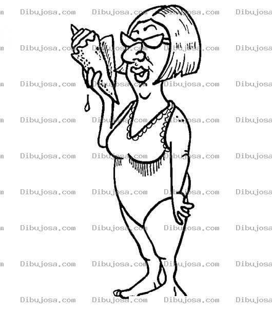 Dibujo para colorear Dibujo De Senora Gorda En Calzoneta Comiendo Helado Para Pintar Y Colorear