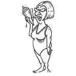 Dibujo para colorear Dibujo De Senora Gorda En Calzoneta Comiendo Helado Para Pintar Y Colorear