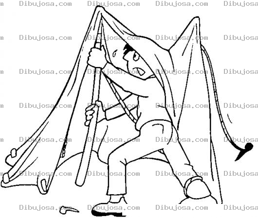 Dibujo para colorear Dibujo De Hombre Armando Una Carpa Para Pintar Y Colorear
