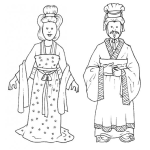 Dibujo para colorear Dibujo De Reina Y Rey Japones Para Pintar Y Colorear
