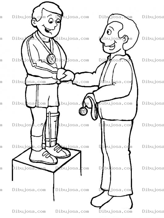 Dibujo para colorear Minusvalido Con Protesis Premiado En Una Carrera Para Pintar Y Colorear