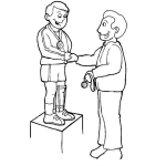 Dibujo para colorear Minusvalido Con Protesis Premiado En Una Carrera Para Pintar Y Colorear