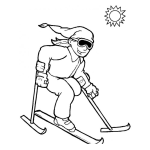 Dibujo para colorear Dibujo De Esquiador Con Una Sola Pierna Para Colorear