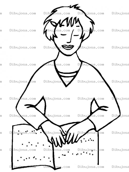 Dibujo para colorear Dibujo De No Chico Ciego No Vidente Leyendo Con Sus Manos Por Medio De Codigo Braile