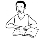 Dibujo para colorear Dibujo De Negrito Cieguito Leyendo Codigo Braile Para Colorear