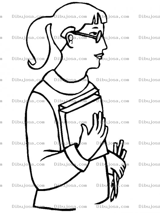 Dibujo para colorear Dibujo De Rubia Inteligente Con Libros Y Anteojos Para Pintar Y Colorear