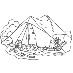 Dibujo para colorear Dibujo De Una Carpa Con 3 Personas Para Pintar Y Colorear