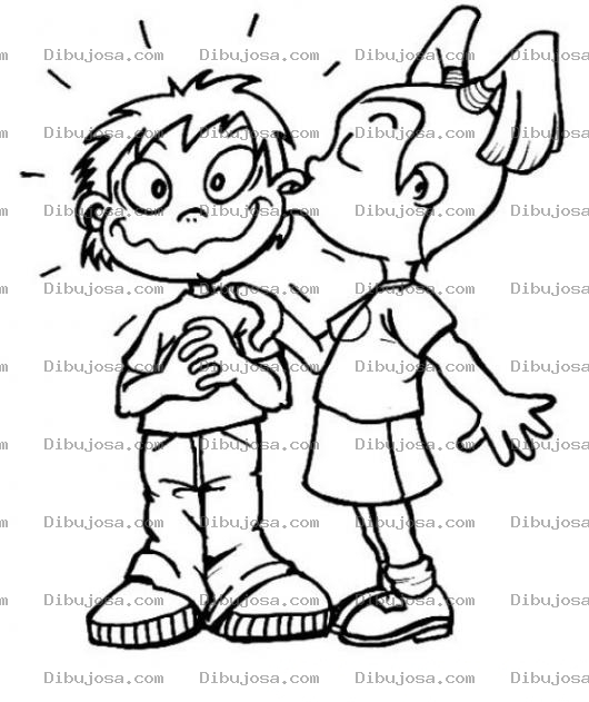 Dibujo para colorear Colorear chica besando a un chico