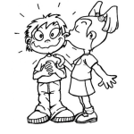 Dibujo para colorear Colorear chica besando a un chico