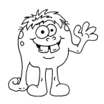 Dibujo para colorear Dibujo De Monstruo De Dos Dientes Para Pintar Y Colorear