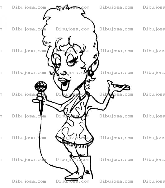 Dibujo para colorear Dibujo De Mujer Cantando Con Microfono Para Colorear