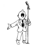 Dibujo para colorear Dibujo De Hombre Chaparro Declamando Para Pintar Y Colorear Hombre De Baja Estatura Con Microfono