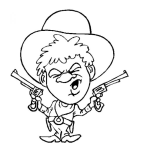 Dibujo para colorear Dibujo De Vaquerito Con 2 Pistolas Para Pintar Y Colorear