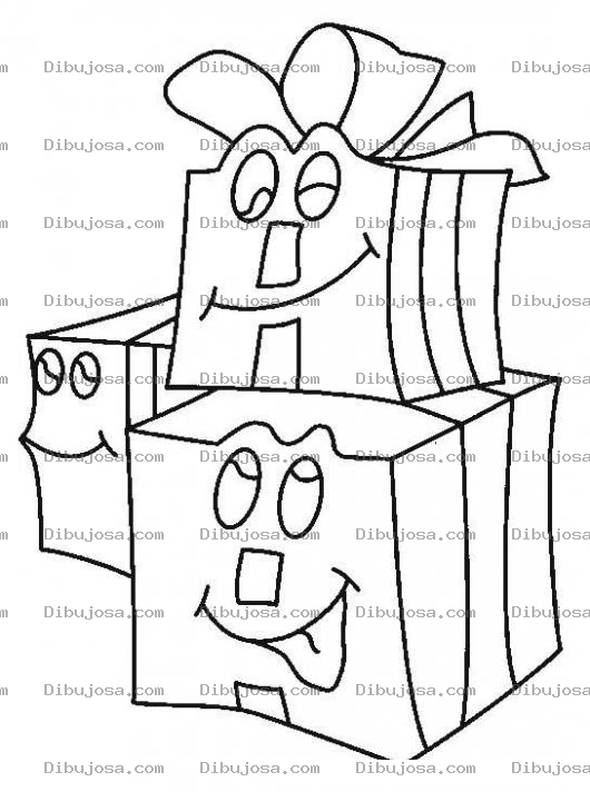 Dibujo para colorear Dibujo De Tres Regalos Con Caritas Para Pintar Y Colorear