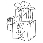 Dibujo para colorear Dibujo De Tres Regalos Con Caritas Para Pintar Y Colorear