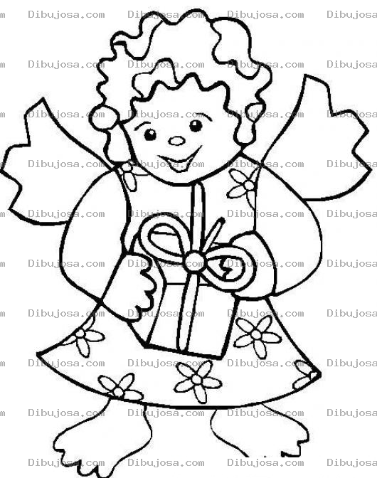 Dibujo para colorear Dibujo De Angelito Con Regalito Para Colorear