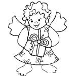 Dibujo para colorear Dibujo De Angelito Con Regalito Para Colorear