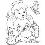 Dibujo para colorear Dibujo De Angelito Con Animalitos Para Colorear Angel Con Sapito Oruga Mariquita Y Mariposita
