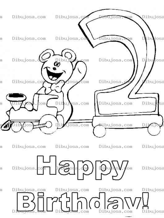Dibujo para colorear Dibujo De Tarjeta De Feliz Cumpleanos Para Bebe De Dos Anos Para Colorear