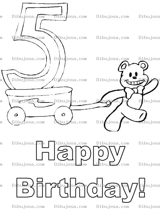 Dibujo para colorear Dibujo De Tarjeta De Feliz Cumpleanos Para Bebe De Cinco Anos Para Colorear
