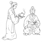 Dibujo para colorear Dibujo De Chinita Sirviendole Te A Su Esposo En Una Tetera Para Pintar Y Colorear La Hora Del Te