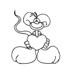 Dibujo para colorear Dibujo De Ratoncito De Patas Grandes Sosteniendo Un Corazon Para Pintar Y Colorear