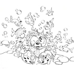 Dibujo para colorear Dibujo De Ratoncito En El Fondo Del Mar Rodeado De Peces Para Pintar Y Colorear