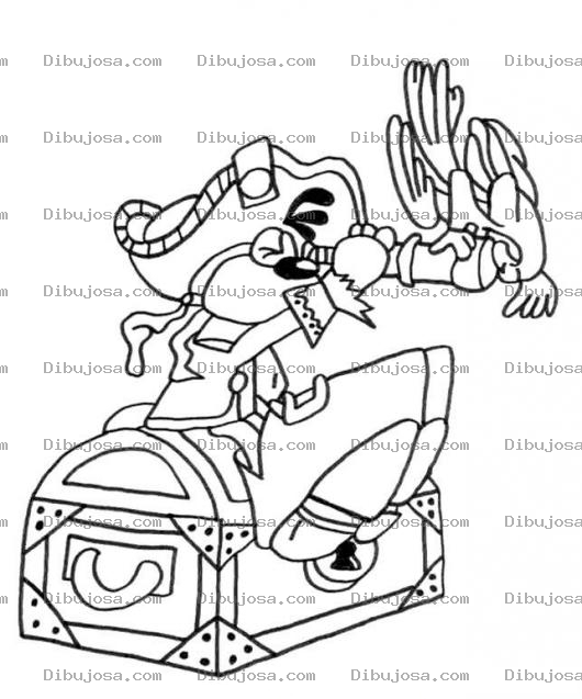 Dibujo para colorear Dibujo De Ratoncito Pirata Con Un Perico Tapandole La Vista De Su Telescopio Para Pintar Y Colorear