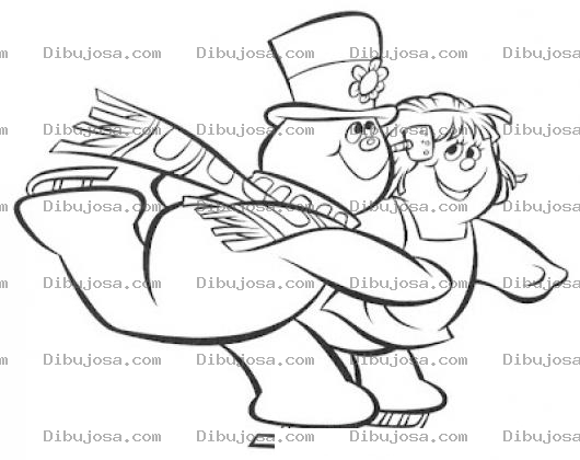 Dibujo para colorear Dibujo De Frosty Patinando Con Su Novia Para Colorear