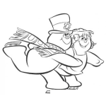 Dibujo para colorear Dibujo De Frosty Patinando Con Su Novia Para Colorear