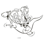 Dibujo para colorear Dibujo De Pebbles Y Banban Cabalgando Sobre Dino Para Pintar Y Colorear A Los Bebes De Los Picapiedra