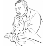 Dibujo para colorear Dibujo De Papa Desayunando Para Colorear