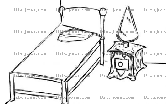 Dibujo para colorear Dibujo De Cama Imperial Con Mesita De Noche Para Pintar Y Colorear Cama De Soltero