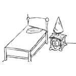 Dibujo para colorear Dibujo De Cama Imperial Con Mesita De Noche Para Pintar Y Colorear Cama De Soltero