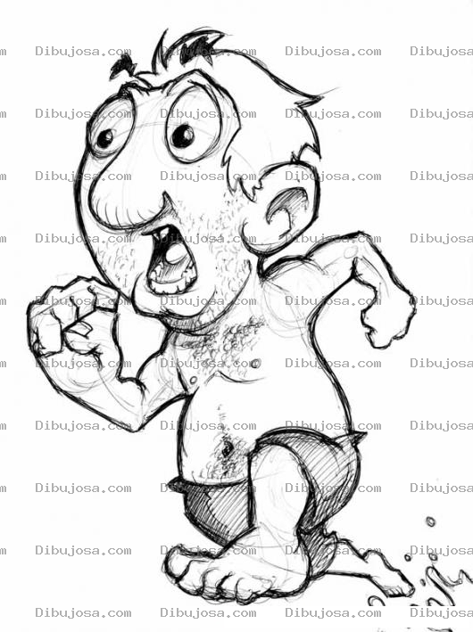 Dibujo para colorear Dibujo De Abuelo Corriendo En Calzoneta Para Pintar Y Colorear