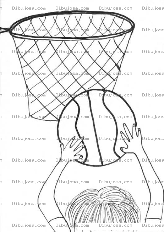 Dibujo para colorear Dibujo De Enceste De Basquetbol Para Pintar Y Colorear Jugador De Baloncesto Echando Una Pelota En La Canasta