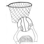 Dibujo para colorear Dibujo De Enceste De Basquetbol Para Pintar Y Colorear Jugador De Baloncesto Echando Una Pelota En La Canasta