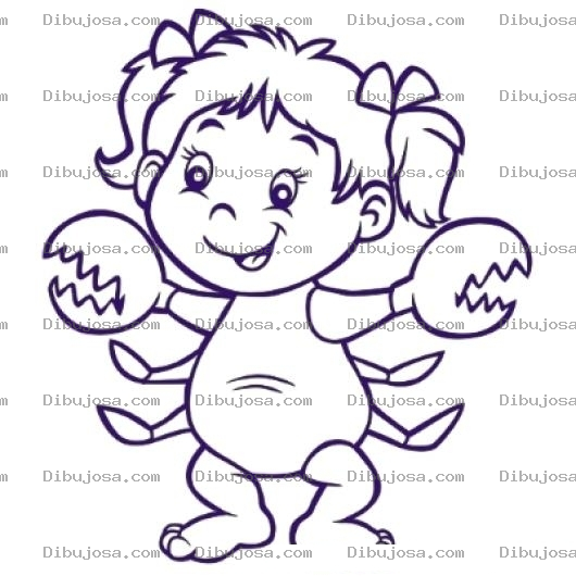 Dibujo para colorear Dibujo De Nena Con Manos De Cangrejo Para Colorear
