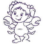 Dibujo para colorear Dibujo De Nena Con Manos De Cangrejo Para Colorear