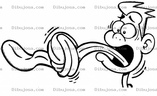 Dibujo para colorear Dibujo Chico Lengua Larga Para Pintar Y Colorear A Un Muchacho Con Una Lenguata Larguisima Y Enredada