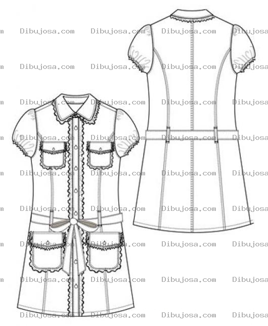Dibujo para colorear Vestido Gabacha De Mujer Para Colorear