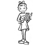 Dibujo para colorear Dibujo De Chica Enamorada Con Un Ramo De Flores Para Pintar Y Colorear Muchacha Enamorada