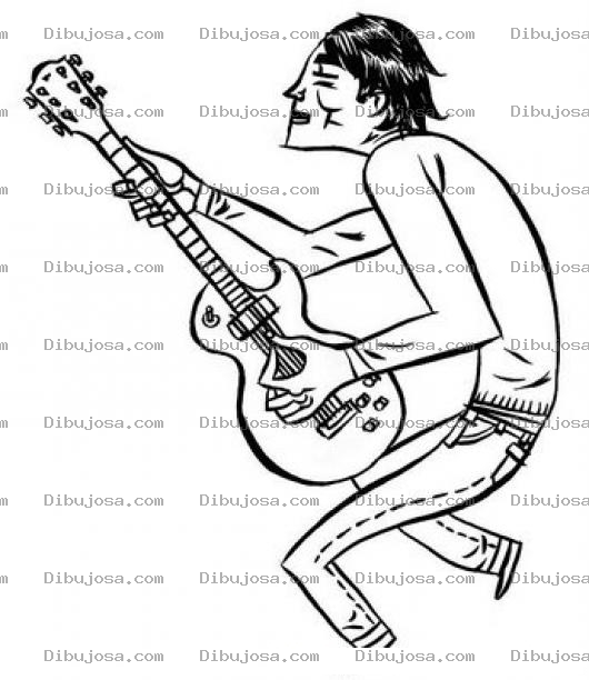 Dibujo para colorear Dibujo De Chico Guitarrista Con Guitarra Electrica Para Pintar Y Colorear