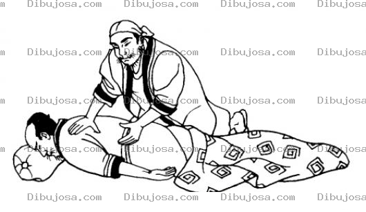 Dibujo para colorear Masajechino Dibujo De Masajista Chino Dando Un Masaje En La Espalda Para Pintar Y Colorear