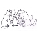 Dibujo para colorear Dibujo De Buho Con Lobos Para Pintar Y Colorear
