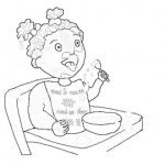 Dibujo para colorear Bebitanegrita Dibujo De Bebe Negrita Comiendo En Mesa De Bebes Para Pintar Y Colorear