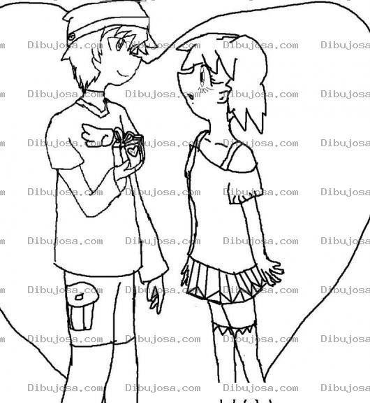 Dibujo para colorear Declaraciondeamor Dibujo De Chico Declarando Su Amor Con Un Regalo A Una Amiga Para Pintar Y Colorear